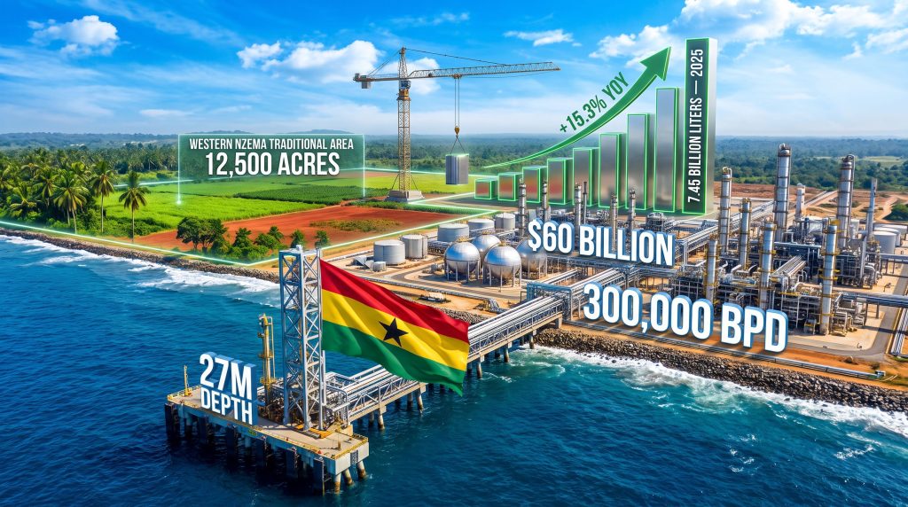 Ghana Jomoro Petroleum Hub land compensation delay infographic