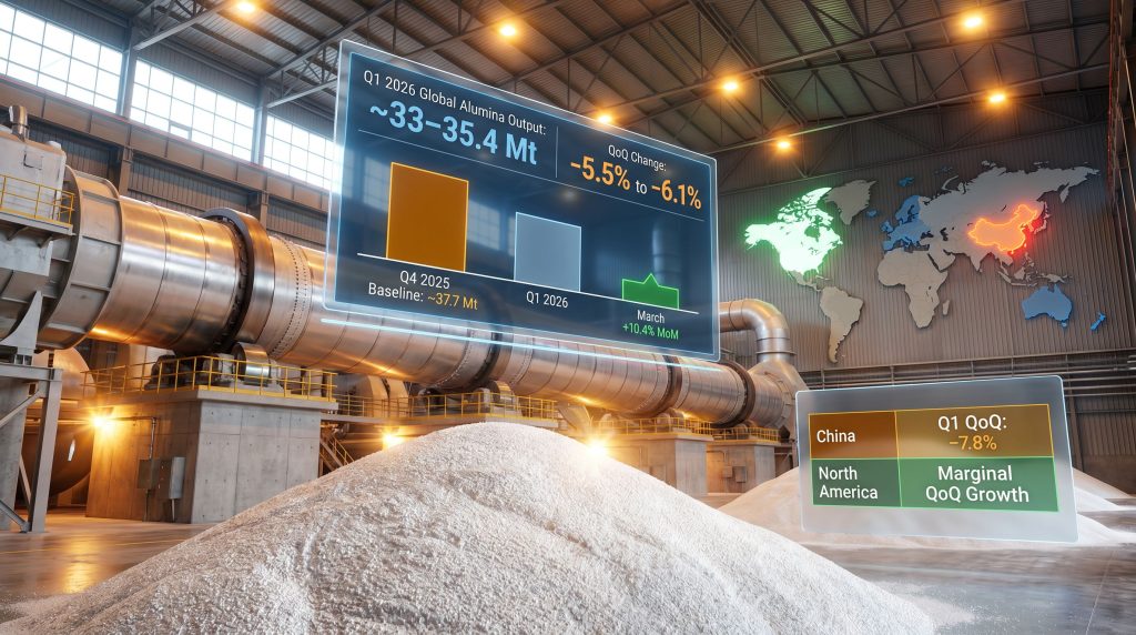 Global alumina production drops in Q1 infographic inside refinery