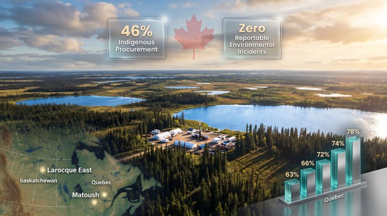 IsoEnergy sustainability report Indigenous procurement metrics infographic