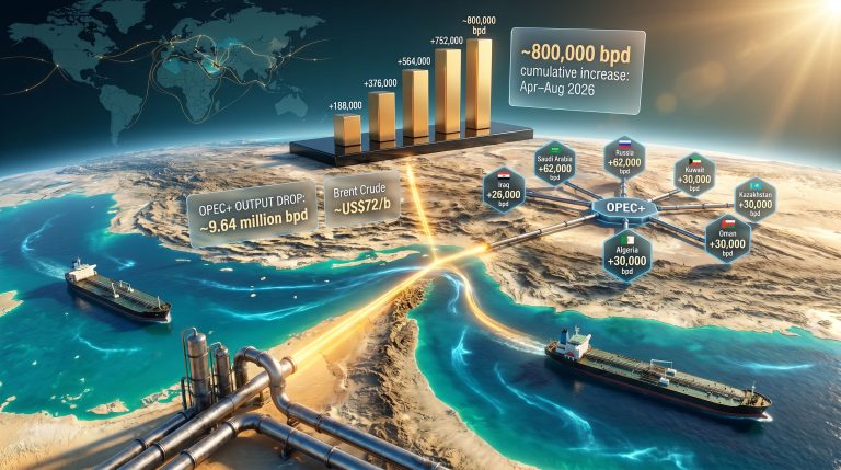OPEC+ output hike infographic on oil supply