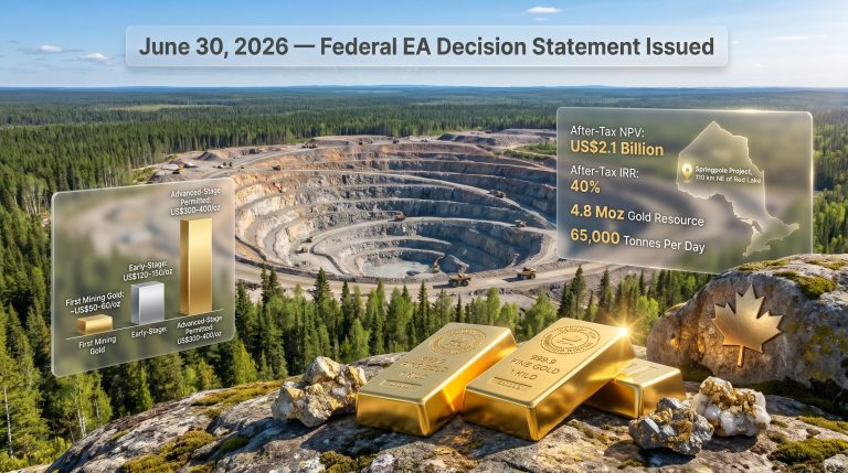 First Mining Gold Springpole federal approval infographic