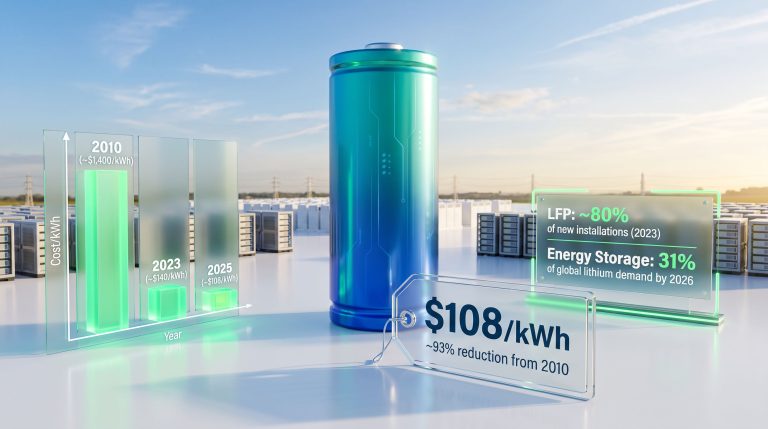 lithium battery storage dominance cost decline infographic