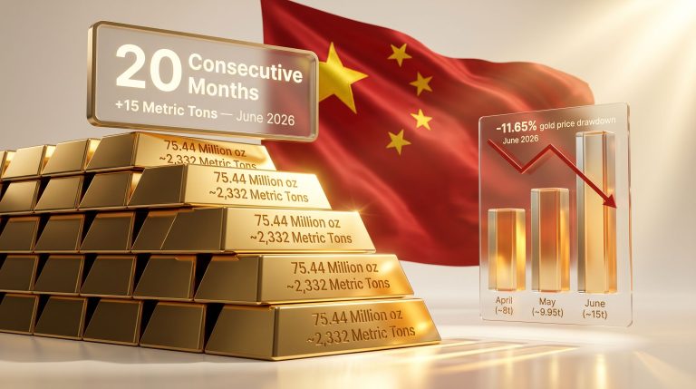 China gold reserves rise even as bullion tumbles graphic