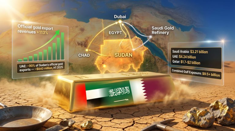 Gulf influence in Sudan gold trade map infographic