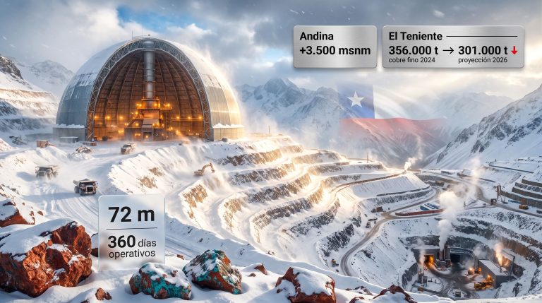 Codelco sistema frontal Andina y El Teniente operaciones in snow