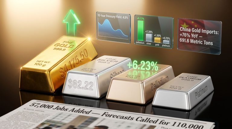 precious metals higher on weak U.S. jobs data charts