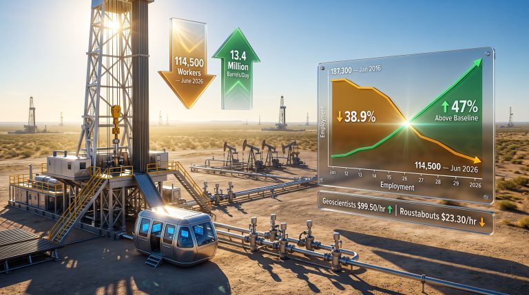 oil and gas employment hits a low even as production sets records chart