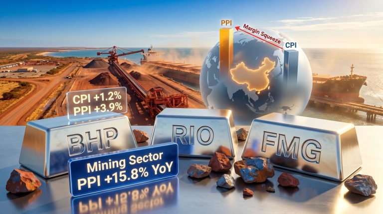 China CPI and PPI data impact on BHP Rio Tinto and Fortescue shares infographic