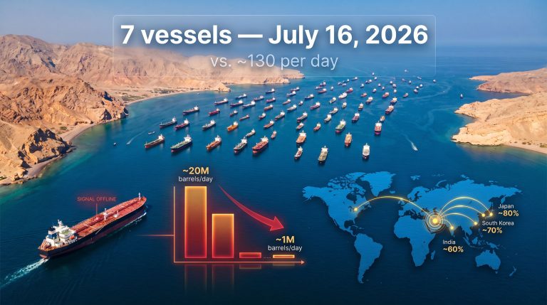 Strait of Hormuz shipping traffic drops sharply