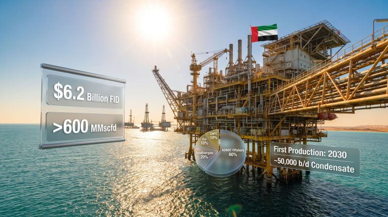 ADNOC Umm Shaif Gas Cap development FID platform graphic