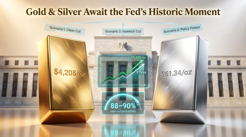 Gold and silver await fed's historic moment prices outlook