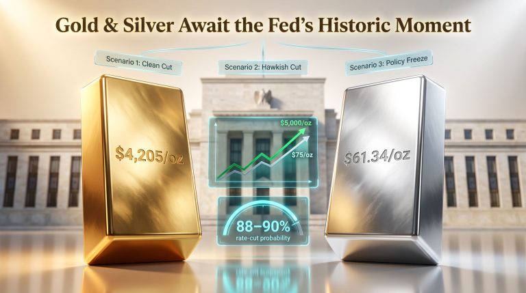 Gold and silver await fed's historic moment prices outlook
