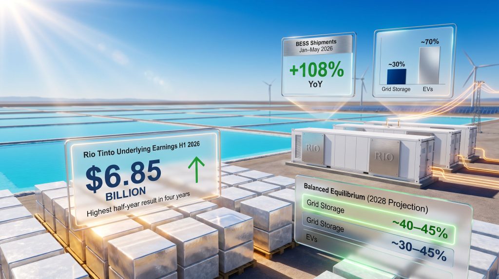 Rio Tinto Lithium Demand Shifts to Grid Storage