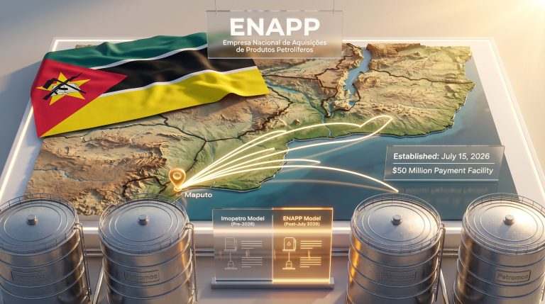 Mozambique fuel import state firm ENAPP map illustration