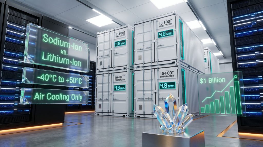 ESS Tech sodium-ion battery for data centers containers
