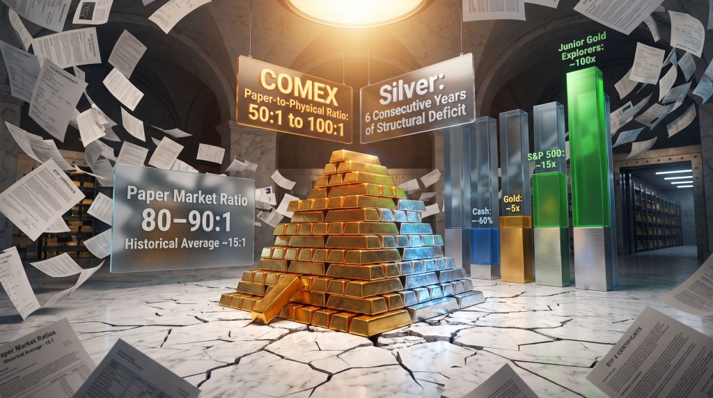 Gold and silver market distortion infographic with bullion bars