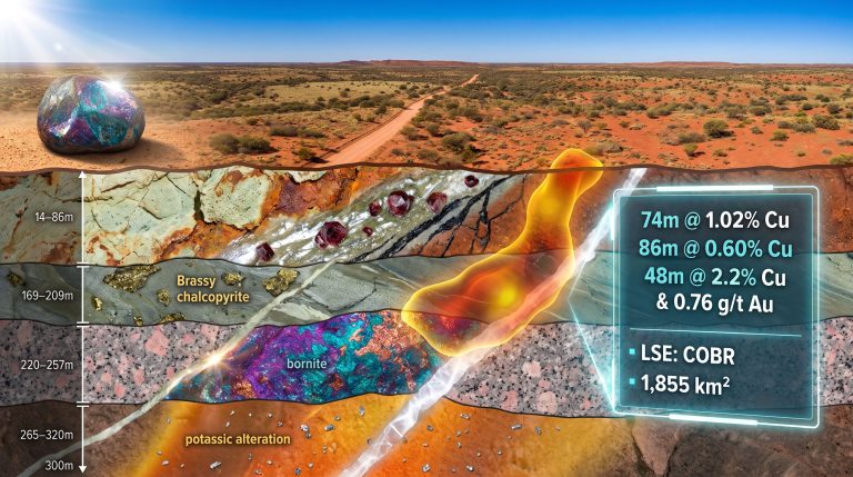 Cobra Resources Manna Hill bornite-rich porphyry copper discovery cross-section