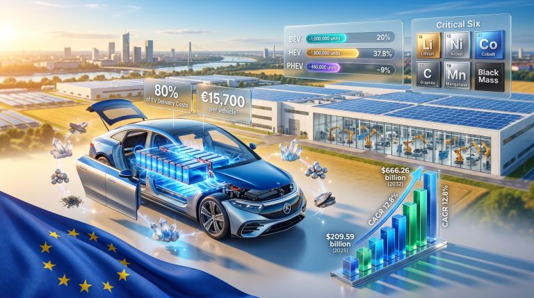 European automotive OEMs EV material costs and demand infographic