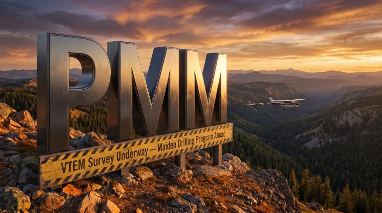Pioneer Minerals Ltd-PMM-PMM VTEM survey over mountainous landscape