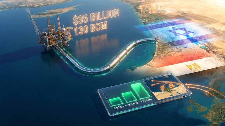 Israel gas export deal with Egypt pipeline map