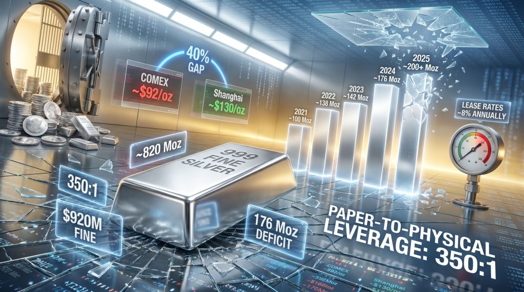 silver physical shortage and paper market manipulation infographic