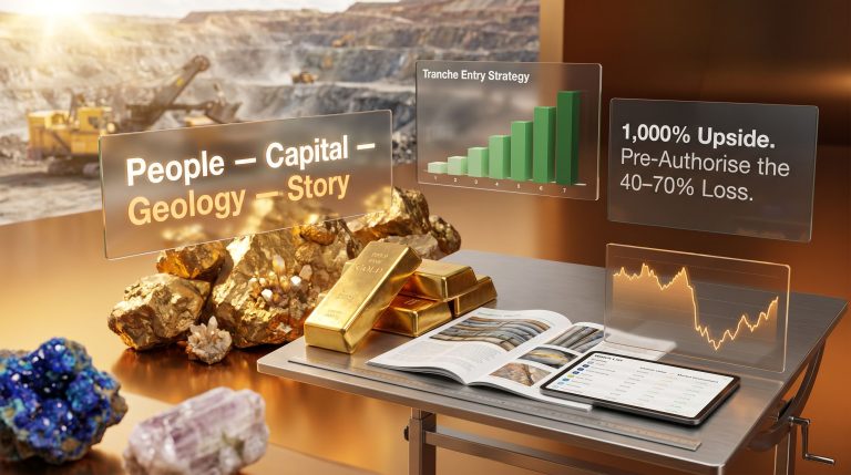 Junior mining investing strategy in volatile markets infographic