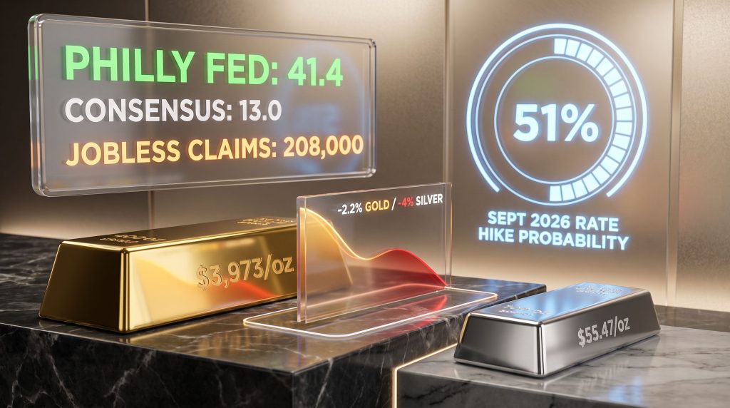 Philadelphia Fed manufacturing index gold price drop dashboard