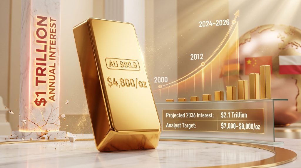 US debt interest and gold prices surge