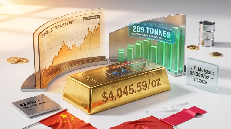 Gold Prices Fall as Treasury Yields Rise & Banks Buy