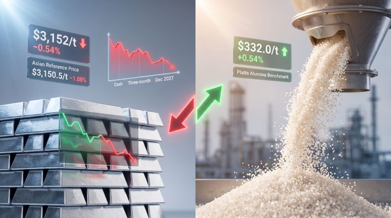 LME aluminium prices slip and alumina Platts price rises chart