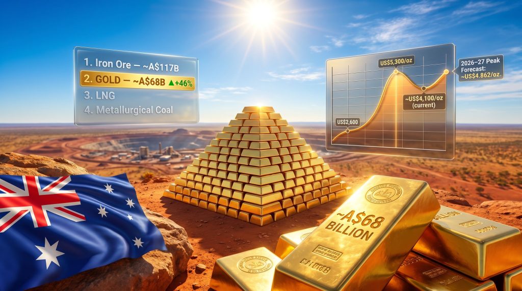 Australia gold exports second-largest commodity export infographic