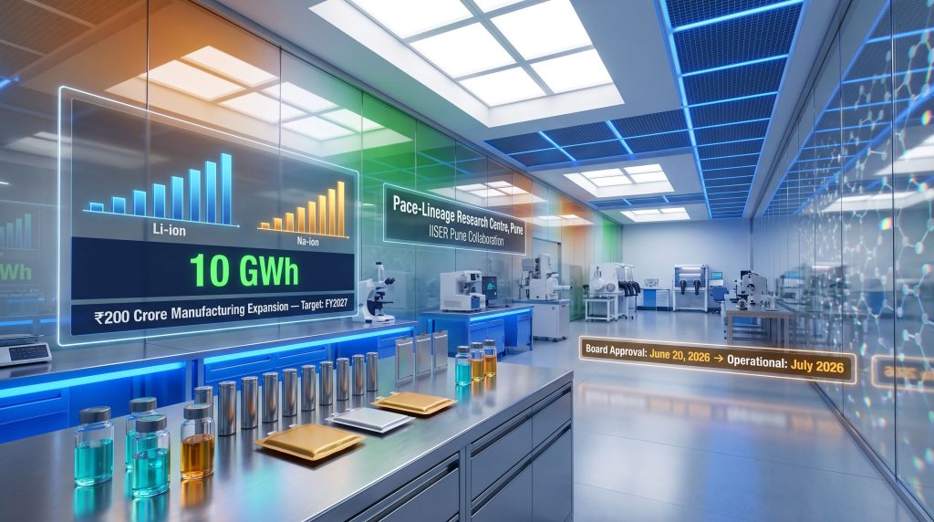 Pace Digitek battery research centre in Pune lab interior