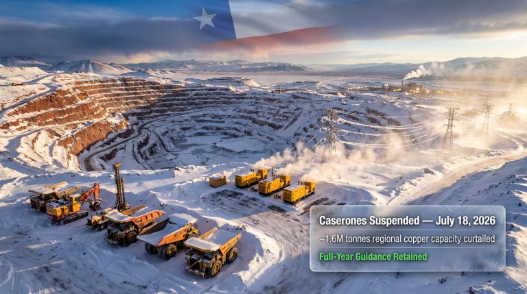 Lundin Mining Chile adverse weather operations at Caserones mine