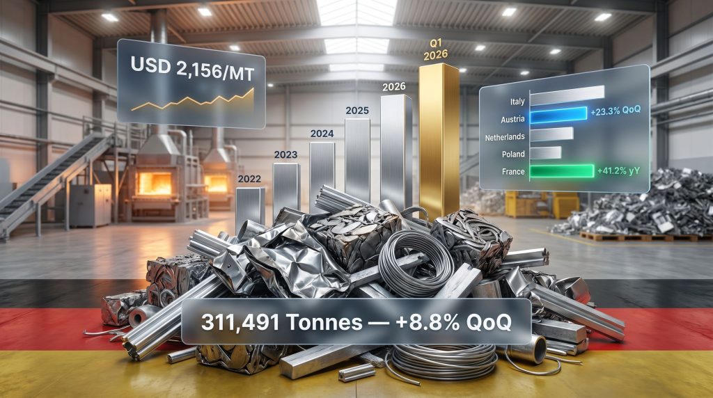 Germany aluminium scrap exports Q1 2026 surge infographic
