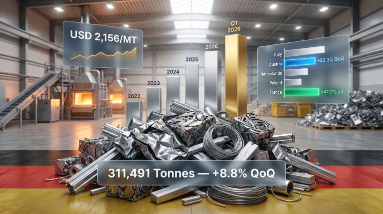 Germany aluminium scrap exports Q1 2026 surge infographic