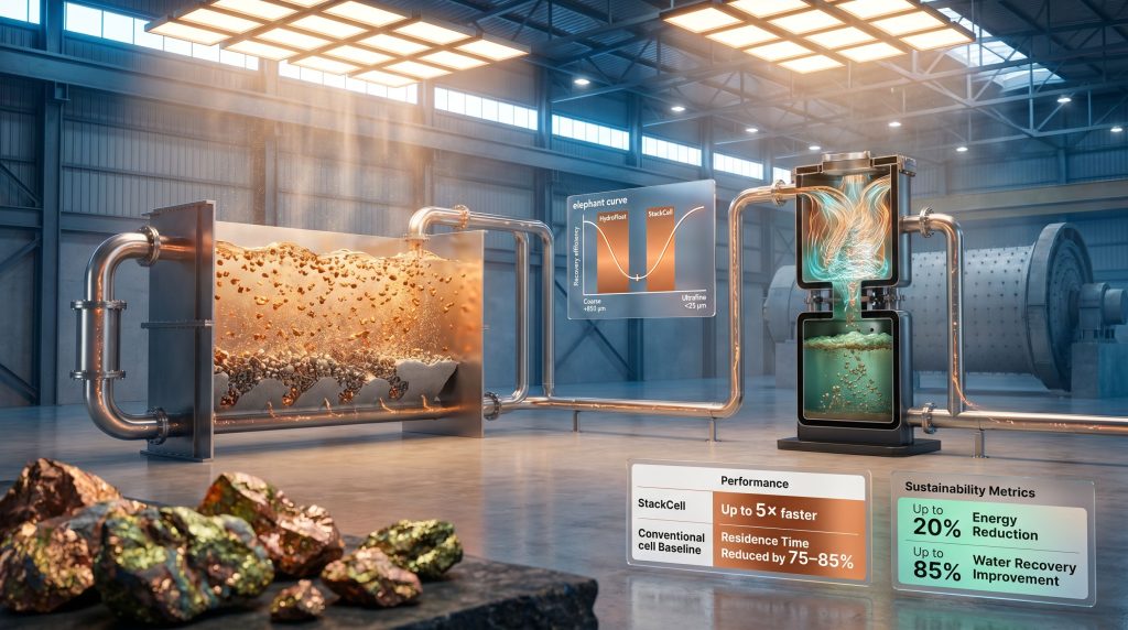 Eriez HydroFloat and StackCell mineral recovery system visualization