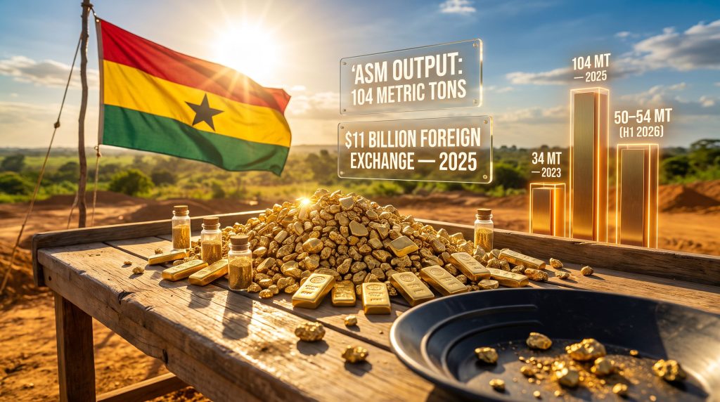 Ghana artisanal gold output growth infographic