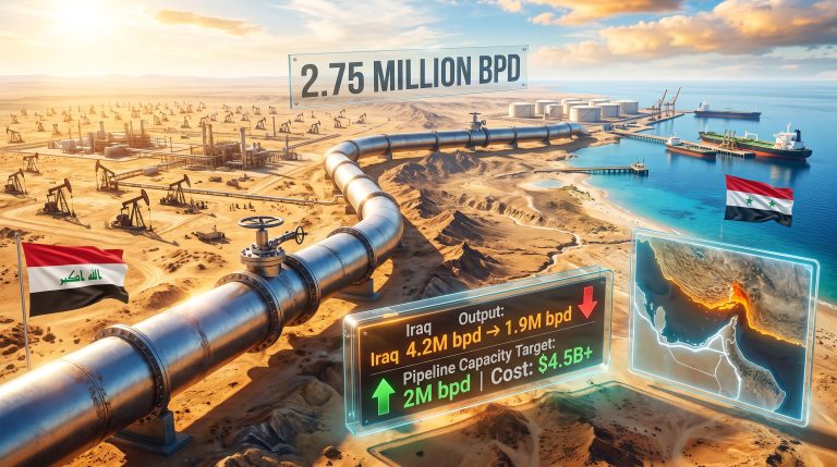 Iraq and Syria oil pipeline agreement map illustration