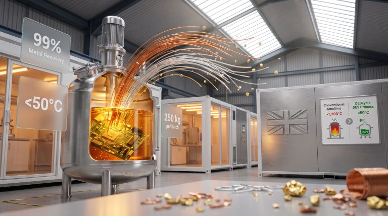DEScycle UK e-waste recycling plant process illustration