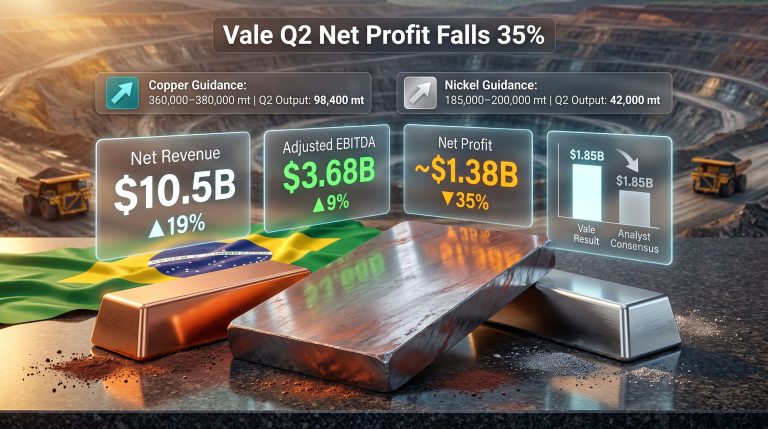 Vale Q2 Net Profit Falls, Nickel Copper Outlook Narrows