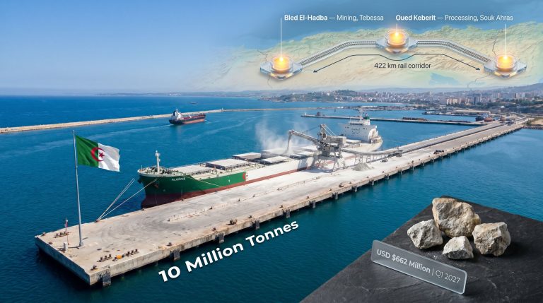 Algeria Annaba phosphate port expansion infographic at harbor