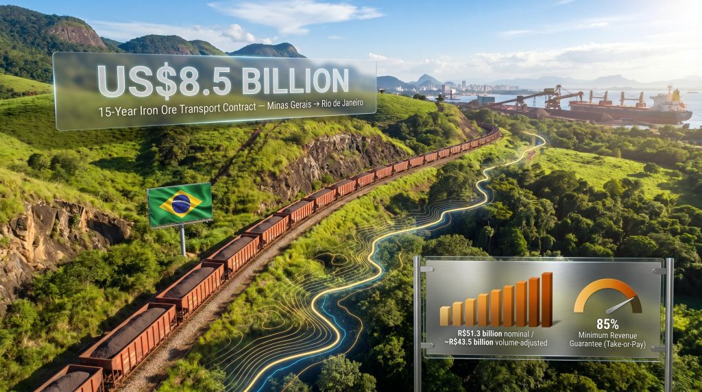Vale iron ore transportation contract in Brazil rail port route