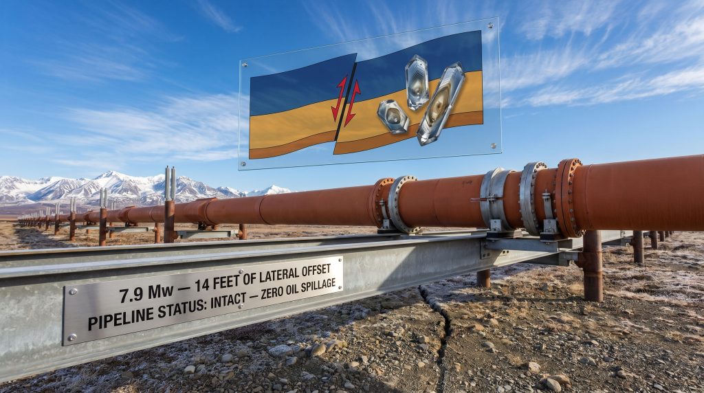 Denali Fault Trans-Alaska Pipeline earthquake offset display
