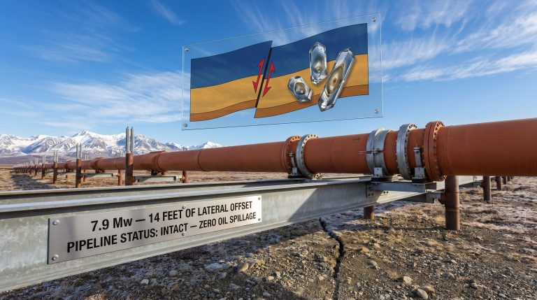 Denali Fault Trans-Alaska Pipeline earthquake offset display