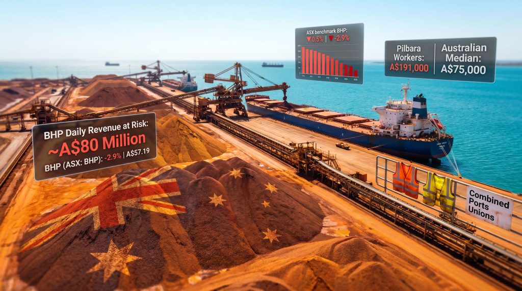 BHP Port Hedland iron ore strike impact graphic