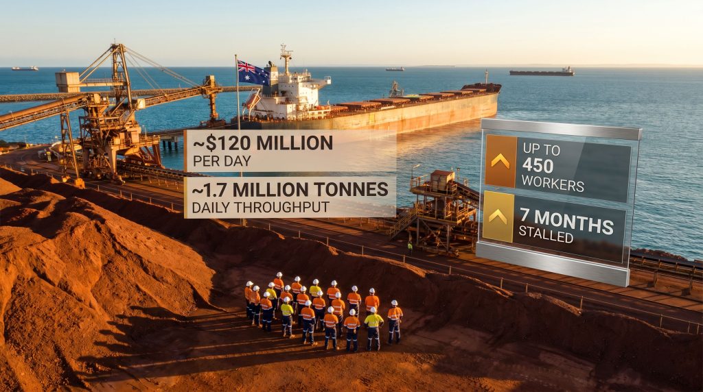 BHP Port Hedland strike disrupts iron ore exports