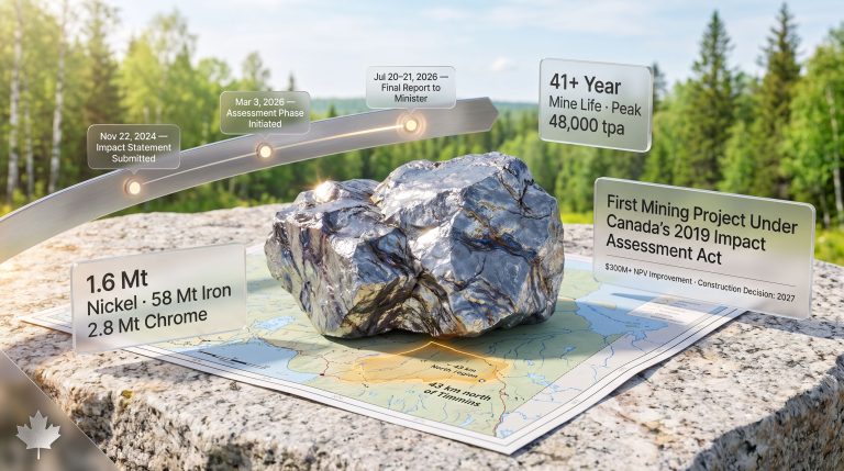 Canada Nickel Crawford project federal assessment timeline graphic