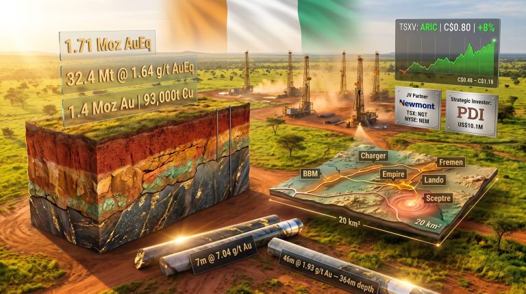Awalé Resources Odienné gold-copper assays infographic map and drilling