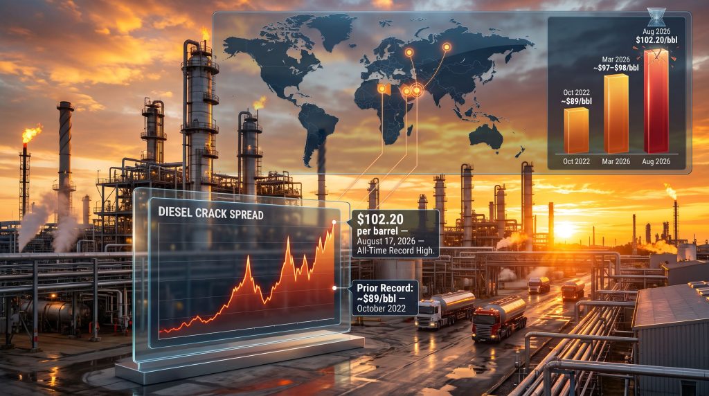 Diesel Crack Spread Hits Record $102 High in 2026