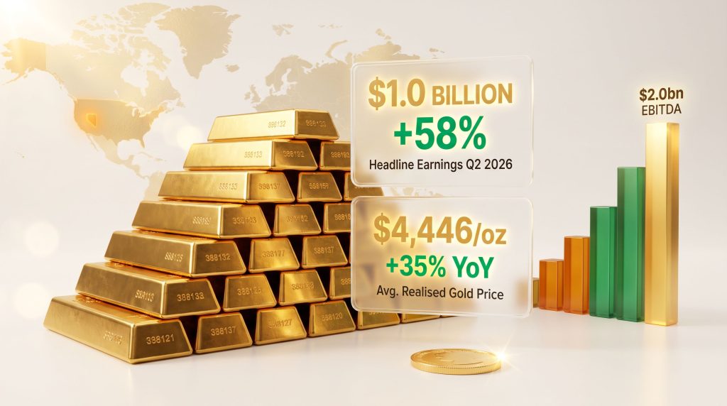 AngloGold Q2 2026 Headline Earnings Rise 58%